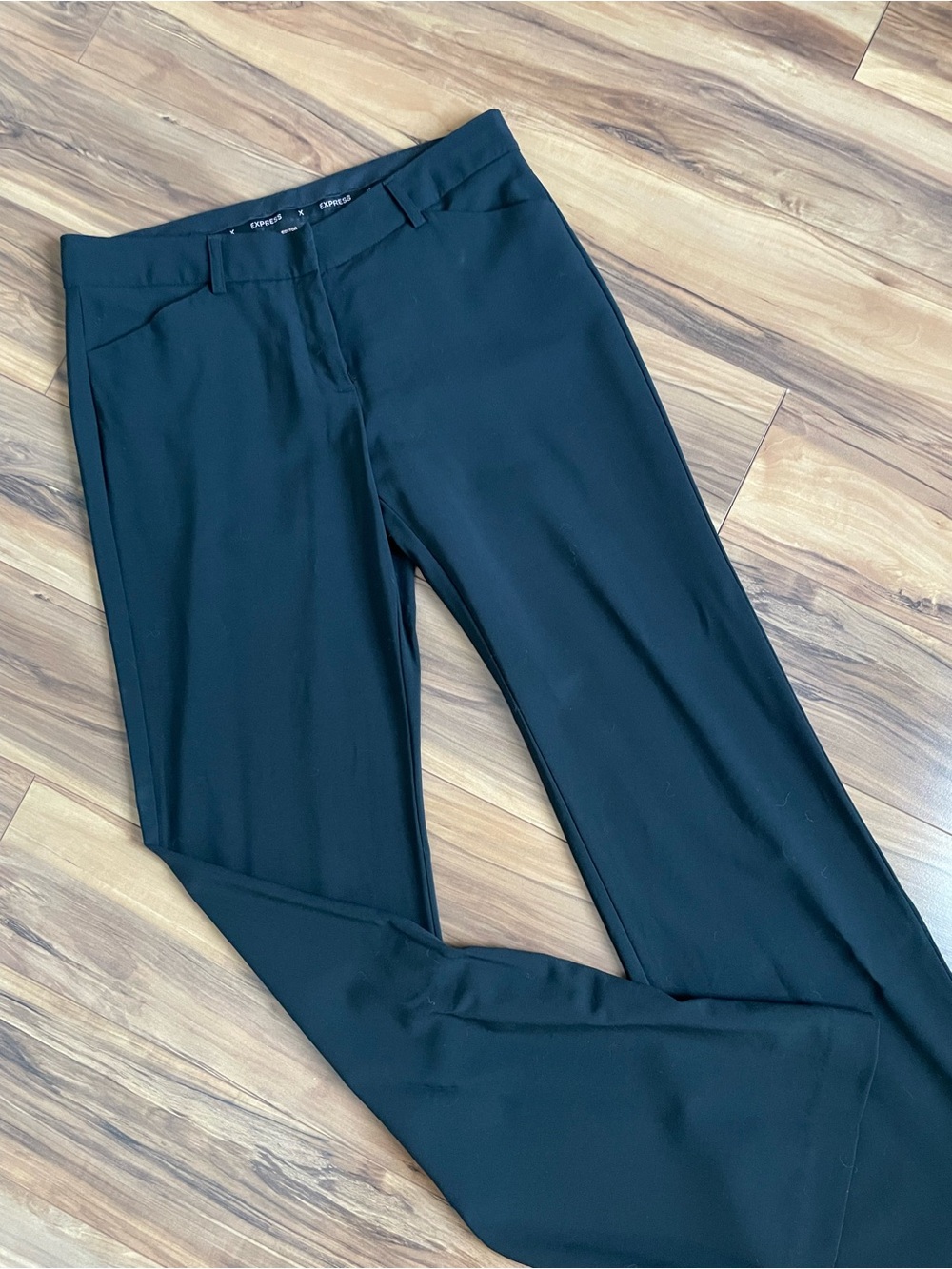 Express Wide Leg Black Dress Pants wool blend size 6 long like new - Picture 2 of 4